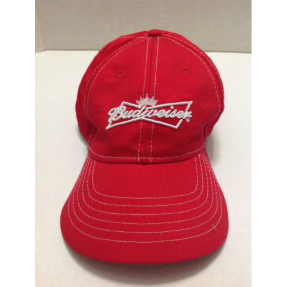 Budweiser Beer Bowtie Emblem Baseball Hat Red